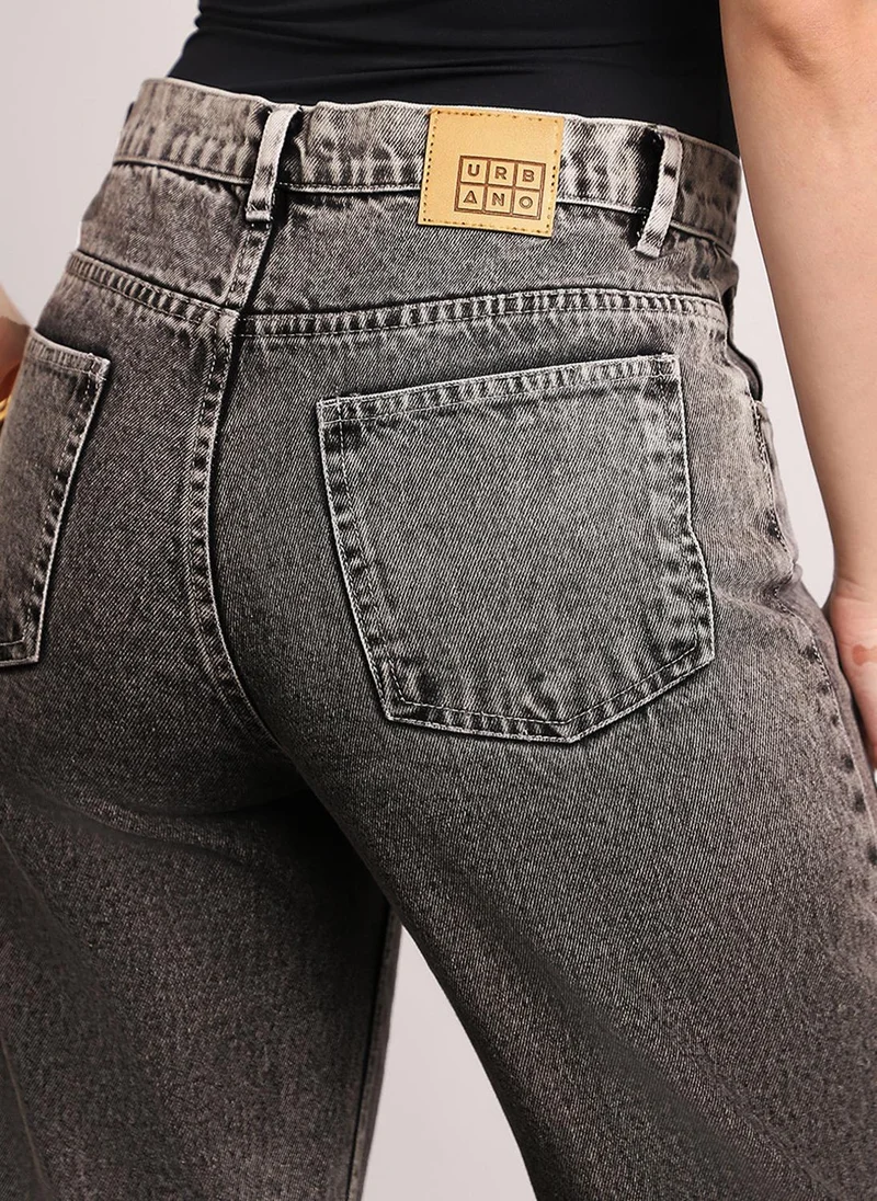 Urbano Fashion  Urbano Fashion Women's Light Grey High Rise Straight Fit Washed Jeans Non-Stretchable for Women | Best Price UAE